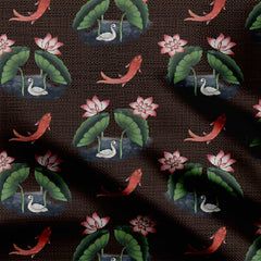 Rayon 2 Meters Pond Rose Chingat Print Fabric