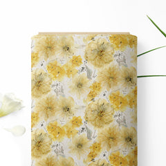 Blonde flowers Chinnon Chiffon Fabric