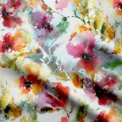 Rayon 1 Meter Faded flowers Print Fabric