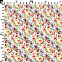 Cotton 1 Meter Faded flowers Print Fabric