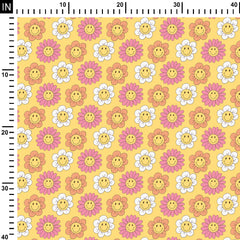 Cotton Poplin 1 Meter Smiley Retro Print Fabric