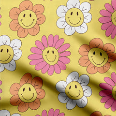 Rayon 3 Meters Smiley Retro Print Fabric