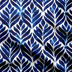 Muslin 2 Meters Leaf indigo Print Fabric