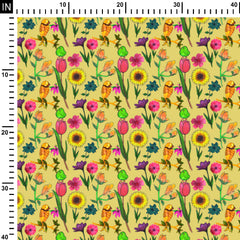 Satin 3 Meters Floral Garden Print Fabric