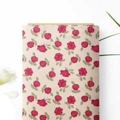 Block Print Inspired Florals Satin Fabric