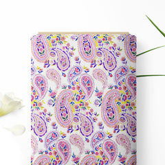 floral Colorful Paisley Satin Fabric