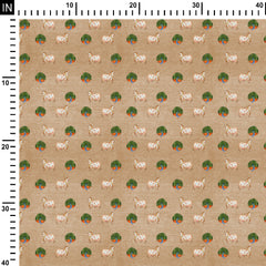 Cotton silk 1 Meter Peacock and Cow Print Fabric