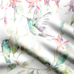 Cotton Poplin 2 Meters Humming Bird Print Fabric