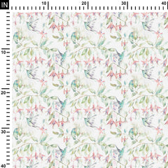 Cotton Poplin 2 Meters Humming Bird Print Fabric