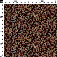 Natural Crepe 2 Meters Brown Leaf Kalamkari Print Fabric