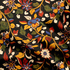 Natural Crepe 1 Meter Dark Floral kalamkari Print Fabric