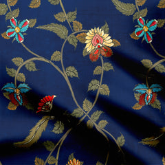 Cotton 1 Meter Blue Kalamkari Print Fabric