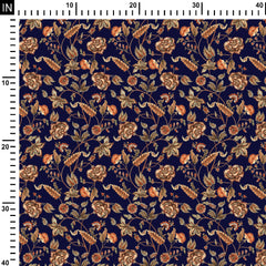 Modal satin 1 Meter Royal Kalamkari Print Fabric