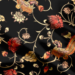 Rayon 3 Meters Black Peacock Print Fabric