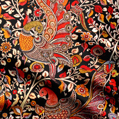 Cotton 1 Meter Colorful Peacock Kalamkari Print Fabric