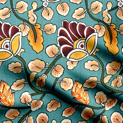 Cotton silk 1 Meter Traditional Flora Kalamkari Print Fabric