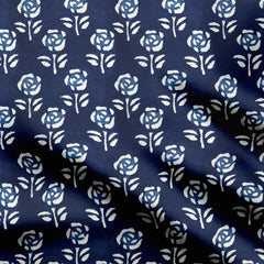 Satin 1 Meter Bagru Roses Print Fabric