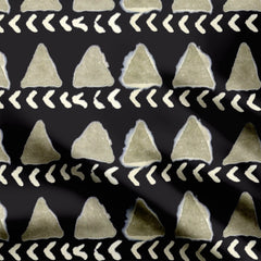 Rayon 4 Meters Grey And White Triangle Print Fabric