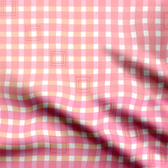 Muslin 1 Meter Pink peach plaid Print Fabric