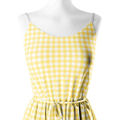 Rayon 1 Meter Yellow Gingham Checks Print Fabric