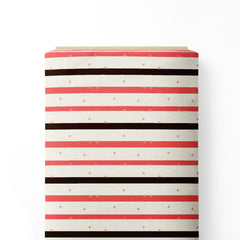 Creamy horizontal stripes Cotton Fabric