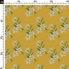 White lilies2 Cotton Fabric