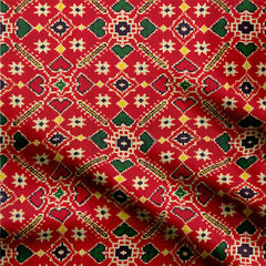 Dola Silk 2 Meters Red Designer Patola Print Fabric