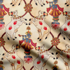 Crepe 3 Meters Krishn Print Fabric