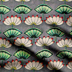 Lotus Pichwai Chinnon Chiffon Fabric