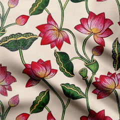 Organza Satin 4 Meters  Carolina Queen Lotus Print Fabric