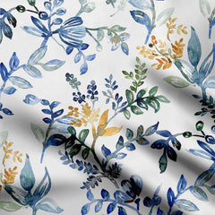 Watercolor summer leafs Crepe Fabric