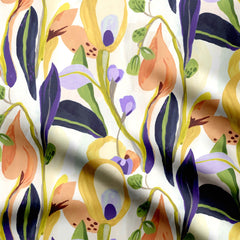 Painted Leaves Chinnon Chiffon Fabric