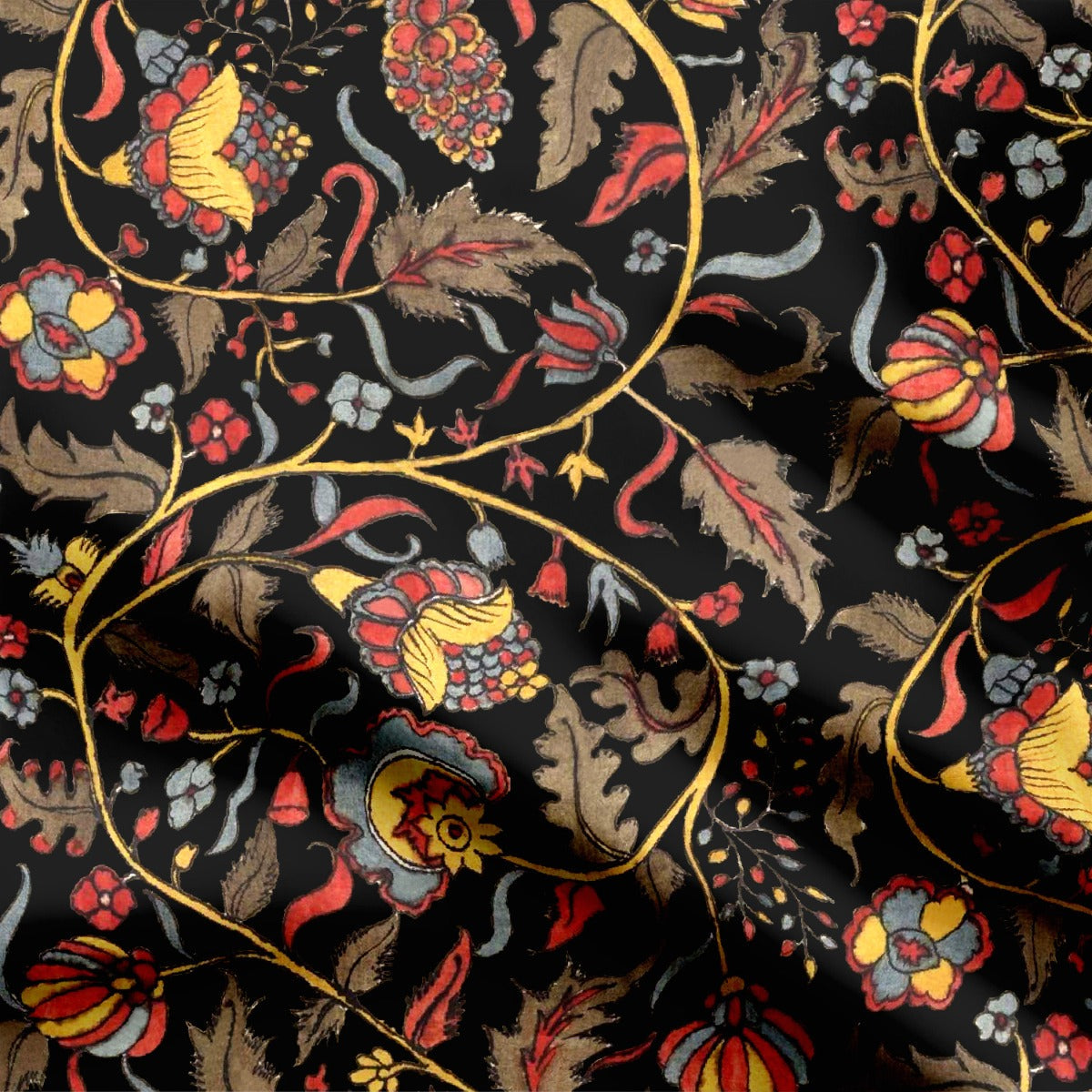 Black Leaves Kalamkari-448117, All Designs, Chinnon Chiffon, cotton, Cotton Canvas, Cotton Poplin, Cotton Satin, Farnaz noori, Giza Cotton, Indian, Kalamkari, Light Chiffon, Modal Satin, Muslin, Natural Crepe, Organic Cotton Bamboo, Organza, Organza Satin, Organza Satin (Polyester), pashmina, Poly Canvas, Poly Cotton, Pure Linen, Rayon, Satin, Satin Linen, Traditional, Velvet Velure, Vintage, Viscose Dola Silk, Viscose Georgette-Symplico