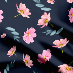 Peachy florals Satin Linen Fabric