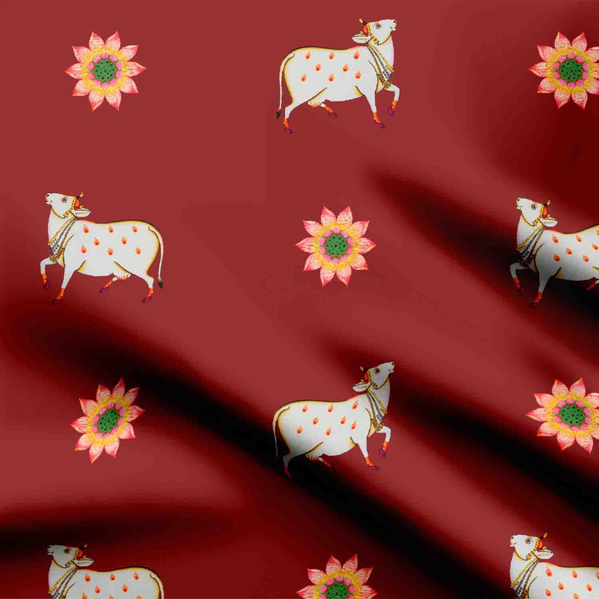 Kamdhenu Cow & Lotus Pattern