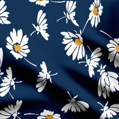 Navy Background Chamomile Floral Seamless Pattern