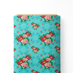 PEONIES FLORAL 2 - TURQUOISE