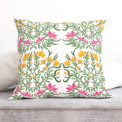 Yellow & Pink Flowers Blooming Cushion