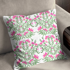 Pink Flowers Blooming Cushion
