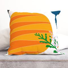 Sun striped illustrated motif Cushion
