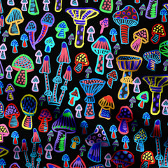 Quirky Mushrooms In Neon