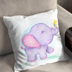 Cute Elephant Holding Flowers Cushion