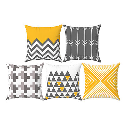 Yellow Geometry Set of 5 Cushions