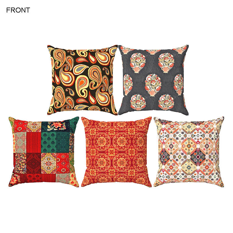 5 Cushions 10 Designs Gray Red Theme