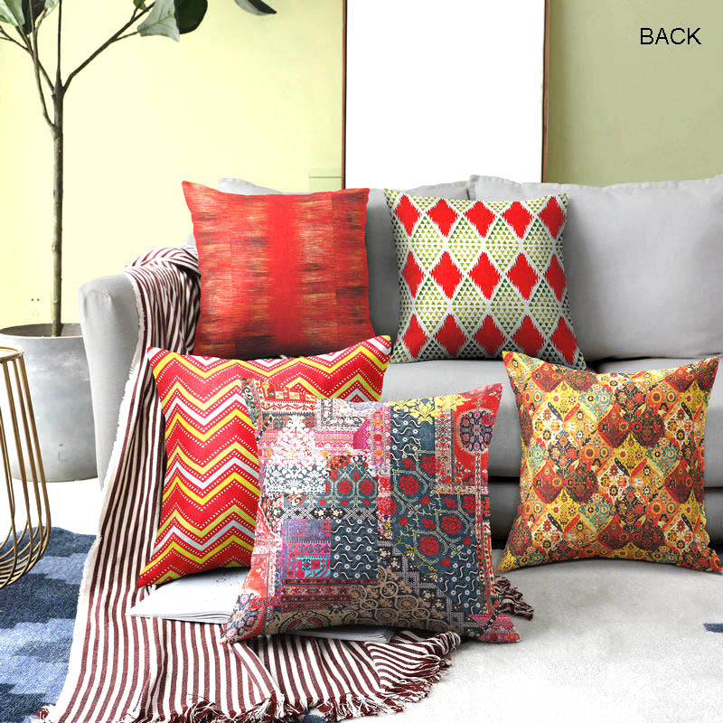 5 Cushions 10 Designs Red Theme