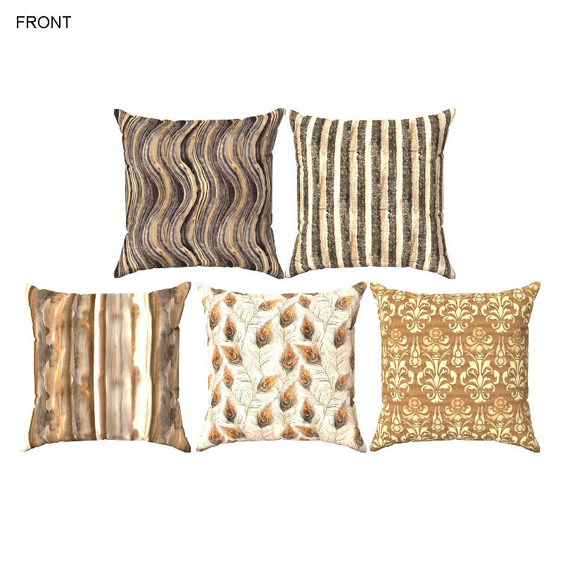 5 Cushions 10 Designs Brown Chiku Theme